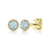 Sale Gabriel & Co. 14K Yellow Gold Diamond and Aquamarine Halo Stud Earrings