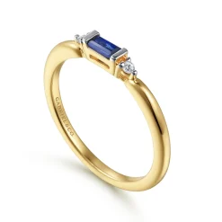 Online Gabriel & Co. 14K Yellow Gold Diamond and Blue Sapphire Stackable Ring