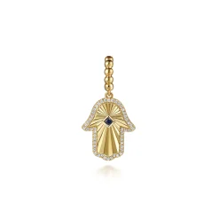 Outlet Gabriel & Co. 14K Yellow Gold Diamond and Blue Sapphire Bujukan Hamsah Charms With Detachable Bail