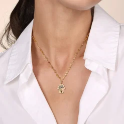 Outlet Gabriel & Co. 14K Yellow Gold Diamond and Blue Sapphire Bujukan Hamsah Charms With Detachable Bail