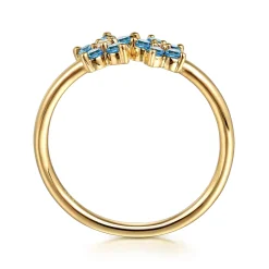 Best Gabriel & Co. 14K Yellow Gold Diamond And Blue Topaz Classic Ring