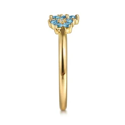 Best Gabriel & Co. 14K Yellow Gold Diamond And Blue Topaz Classic Ring
