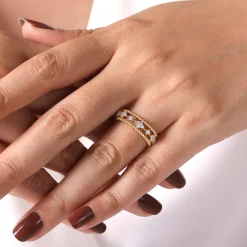Discount Gabriel & Co. 14K Yellow Gold Diamond and Bujukan Bead Easy Stackable Ring