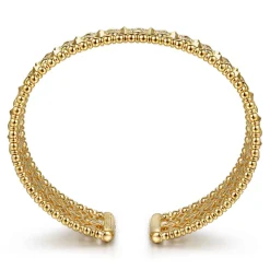 Clearance Gabriel & Co. 14K Yellow Gold Diamond and Bujukan Beads Cuff Bangle Bracelet
