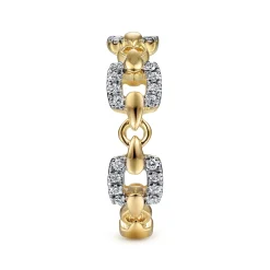 Best Gabriel & Co. 14K Yellow Gold Diamond and Chain Link Ring