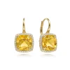 Hot Gabriel & Co. 14K Yellow Gold Diamond and Citrine Cushion Cut Earrings With Flower Pattern J-Back