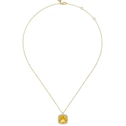 Hot Gabriel & Co. 14K Yellow Gold Diamond and Citrine Cushion Cut Necklace With Flower Pattern J-Back
