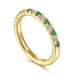 Outlet Gabriel & Co. 14K Yellow Gold Diamond and Emerald Anniversary Band - 0.21 ct
