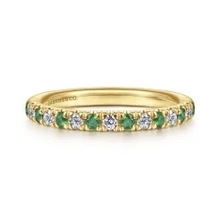 Outlet Gabriel & Co. 14K Yellow Gold Diamond and Emerald Anniversary Band - 0.21 ct