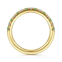 Outlet Gabriel & Co. 14K Yellow Gold Diamond and Emerald Anniversary Band - 0.21 ct