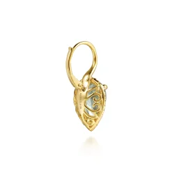 Clearance Gabriel & Co. 14K Yellow Gold Diamond and Flat Pear Green Amethyst Earrings With Flower Pattern J-Back