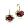 Hot Gabriel & Co. 14K Yellow Gold Diamond and Garnet Oval Shape Earrings With Flower Pattern J-Back