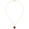 Discount Gabriel & Co. 14K Yellow Gold Diamond and Garnet Cushion Cut Necklace With Flower Pattern J-Back