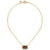 Discount Gabriel & Co. 14K Yellow Gold Diamond and Garnet Emerald Cut Necklace With Flower Pattern Gallery