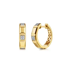 Online Gabriel & Co. 14K Yellow Gold Diamond and Half Cube Huggie Earrings