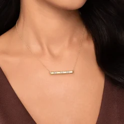 Discount Gabriel & Co. 14K Yellow Gold Diamond and Half Cube Bar Necklace