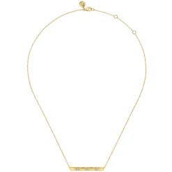 Discount Gabriel & Co. 14K Yellow Gold Diamond and Half Cube Bar Necklace
