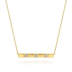 Discount Gabriel & Co. 14K Yellow Gold Diamond and Half Cube Bar Necklace