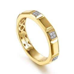 Sale Gabriel & Co. 14K Yellow Gold Diamond and Half Cube Stackable Ring