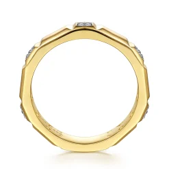 Sale Gabriel & Co. 14K Yellow Gold Diamond and Half Cube Stackable Ring