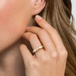 Sale Gabriel & Co. 14K Yellow Gold Diamond and Half Cube Stackable Ring