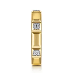 Sale Gabriel & Co. 14K Yellow Gold Diamond and Half Cube Stackable Ring