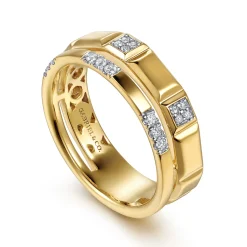 Online Gabriel & Co. 14K Yellow Gold Diamond and Half Cube Easy Stackable Ring