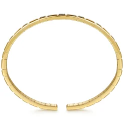 Discount Gabriel & Co. 14K Yellow Gold Diamond and Half Cube Cuff Bangle Bracelet