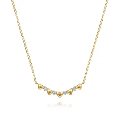 Discount Gabriel & Co. 14K Yellow Gold Diamond and Heart Bar Necklace