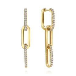 Discount Gabriel & Co. 14K Yellow Gold Diamond And Hollow Link Chain Earrings