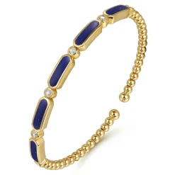 Sale Gabriel & Co. 14K Yellow Gold Diamond and Lapis Bujukan Bangle