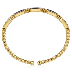 Sale Gabriel & Co. 14K Yellow Gold Diamond and Lapis Bujukan Bangle