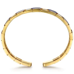 Gabriel & Co. 14K Yellow Gold Diamond and Lapis Bangle Bracelet