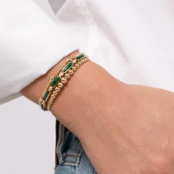 Outlet Gabriel & Co. 14K Yellow Gold Diamond and Malachite Bujukan Bangle