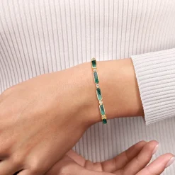 Outlet Gabriel & Co. 14K Yellow Gold Diamond and Malachite Bujukan Bangle