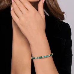 Sale Gabriel & Co. 14K Yellow Gold Diamond and Malachite Bangle Bracelet
