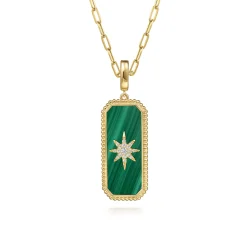 Outlet Gabriel & Co. 14K Yellow Gold Diamond and Malachite Bujukan Medallion Pendant With Detachable Bail
