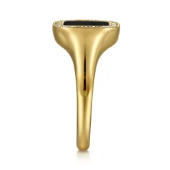 Online Gabriel & Co. 14K Yellow Gold Diamond and Onyx Mens Ring in High Polished Finish