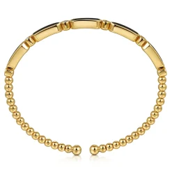 Gabriel & Co. 14K Yellow Gold Diamond and Onyx Bujukan Bangle