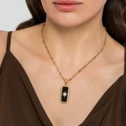 Hot Gabriel & Co. 14K Yellow Gold Diamond and Onyx Bujukan Medallion Pendant With Detachable Bail
