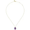 Clearance Gabriel & Co. 14K Yellow Gold Diamond and Oval Shape Amethyst Necklace With Flower Pattern J-Back