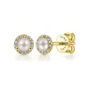 Gabriel & Co. 14K Yellow Gold Diamond and Pearl stud Earrings