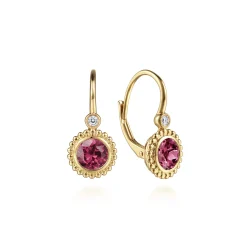 Sale Gabriel & Co. 14K Yellow Gold Diamond And Pink Tourmaline Bujukan Drop Earrings