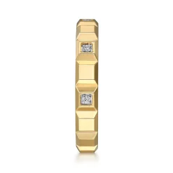 Hot Gabriel & Co. 14K Yellow Gold Diamond and Pyramid Shape Ladies Stackable Ring