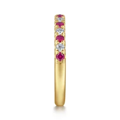 Gabriel & Co. 14K Yellow Gold Diamond and Ruby Anniversary Band - 0.21 ct