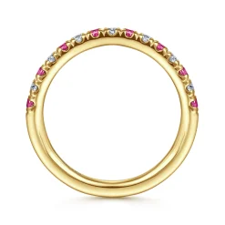 Gabriel & Co. 14K Yellow Gold Diamond and Ruby Anniversary Band - 0.21 ct