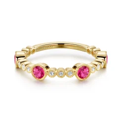 Clearance Gabriel & Co. 14k Yellow Gold Diamond and Ruby Stackable Ring