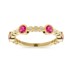Clearance Gabriel & Co. 14k Yellow Gold Diamond and Ruby Stackable Ring