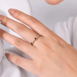 Clearance Gabriel & Co. 14k Yellow Gold Diamond and Ruby Stackable Ring