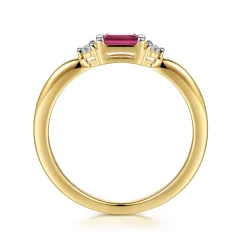 Sale Gabriel & Co. 14K Yellow Gold Diamond and Ruby Stackable Ring